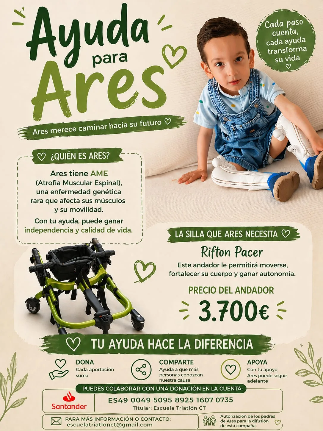 €500 Donation for Ares’ SMA Fundraiser in Cartagena